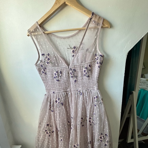 Dusty Lilac Floral Prom Dress - Picture 2 of 6